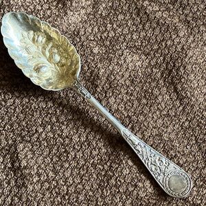 Vintage William Hutton & Sons Brittania Plate 1864-1870 Serving Spoon 8”